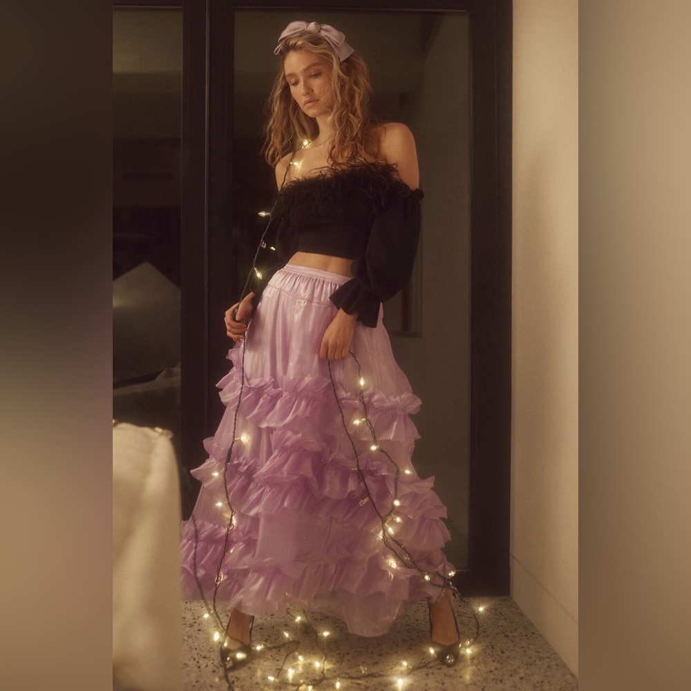 Free People Lavender Ruffled Women's Skirt